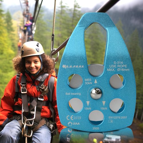 SEPEAK 30kN Large Rescue Pulley Sheave with Swing Plate CE UIAA, Portable Outdoor Climbing Pulley for Backyard Zipline,Fits Rope up to 16 mm/Holds Up to 6750lbs