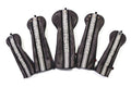 como!come! Golf Club Head Covers for Fairway Woods Driver Hybrids 5-Piece Set Golf Synthetic Leather Accessories for Men Women Fits 460cc Drivers (Black Clutch Player Line Logo)