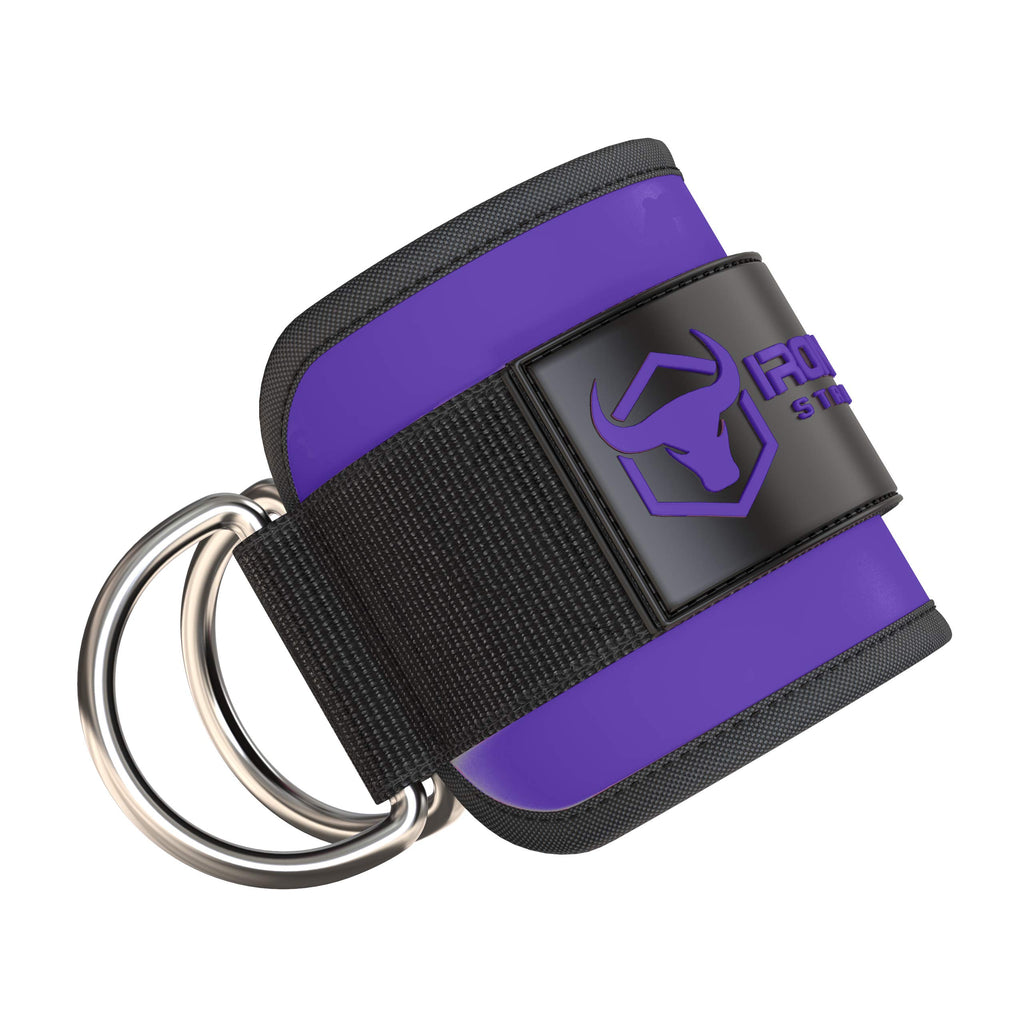 Women's Ankle Strap for Cable Machines & Resistance Bands: Gym & Home Workout Cuff Attachment for Leg Extensions, Kickbacks, Hip Abductors - Booty Exercises (Purple, Pair)