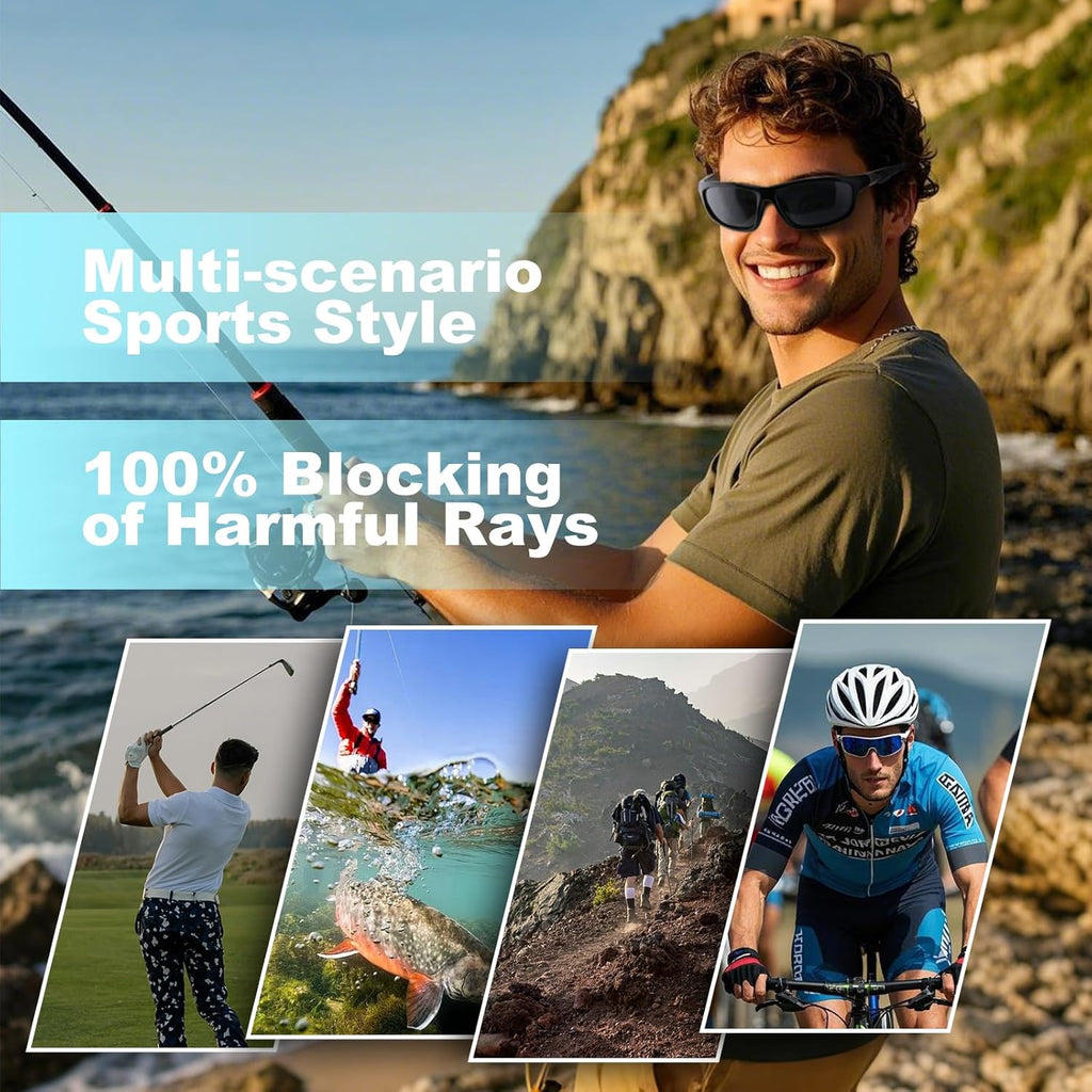 SKYOAK Polarized Sports Sunglasses - Scratch & Saltwater Resistant TR90 Wraparound Design for Men & Women