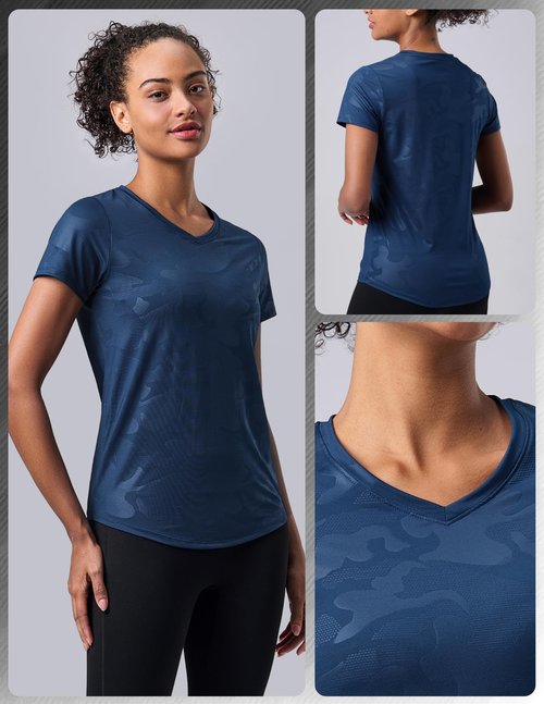 5 Pack: Women's Dry Fit Short Sleeve T Shirts, Athletic Workout Tee Tops for Gym Yoga Running (Set 13, Large)