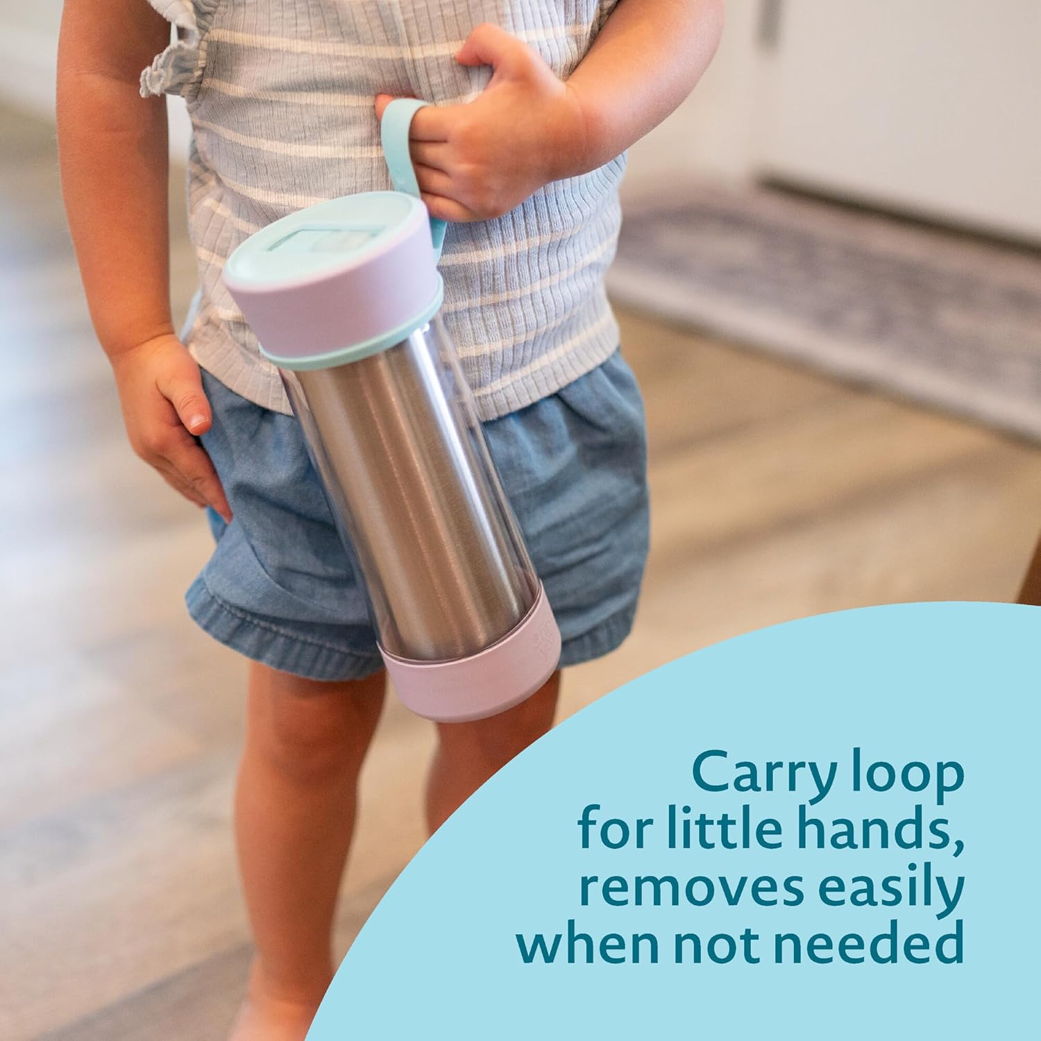 The First Years CoolCore Kids Water Bottle - Leak-Proof Spout & Double-Walled Insulation - 11 Oz Light Blue/Purple