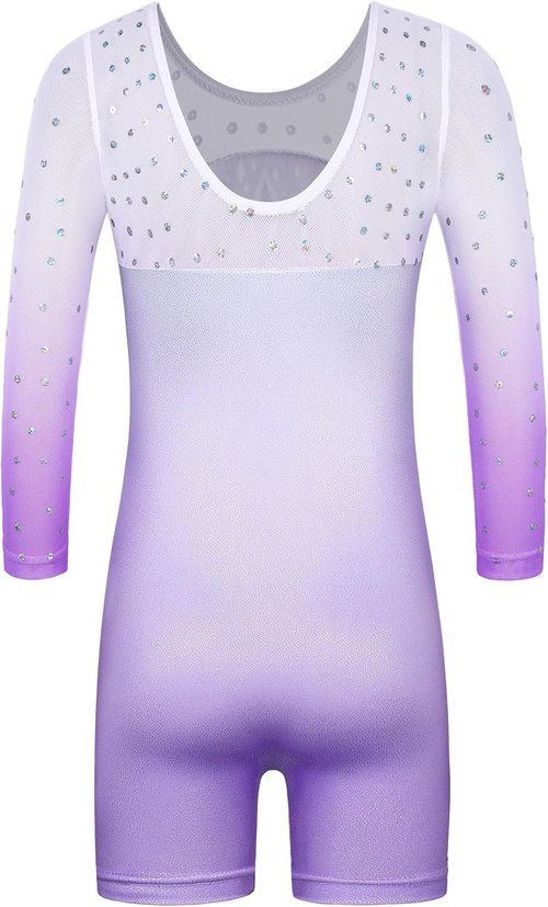BAOHULU Gymnastics Leotards for Girls Christmas Long Sleeve Shiny Sequins Kids Biketards with Shorts Dance Unitards