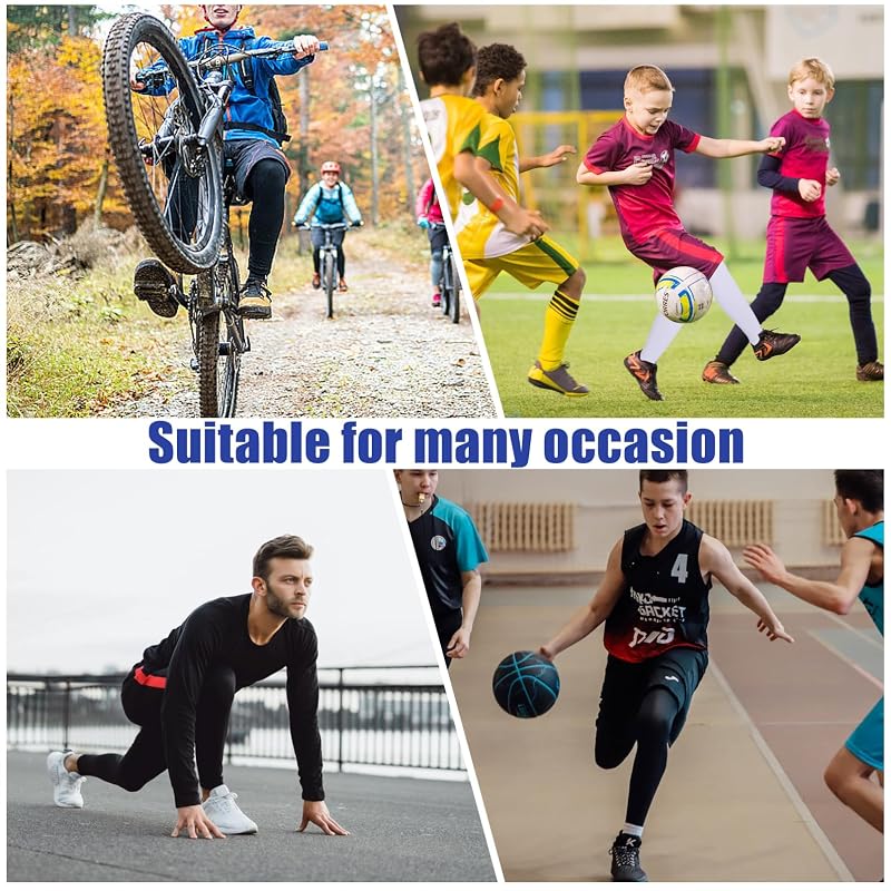 3 Pairs Kids Compression Leg Sleeves with Non Slip Grip - Full Length UV Protection (Variation: Large)