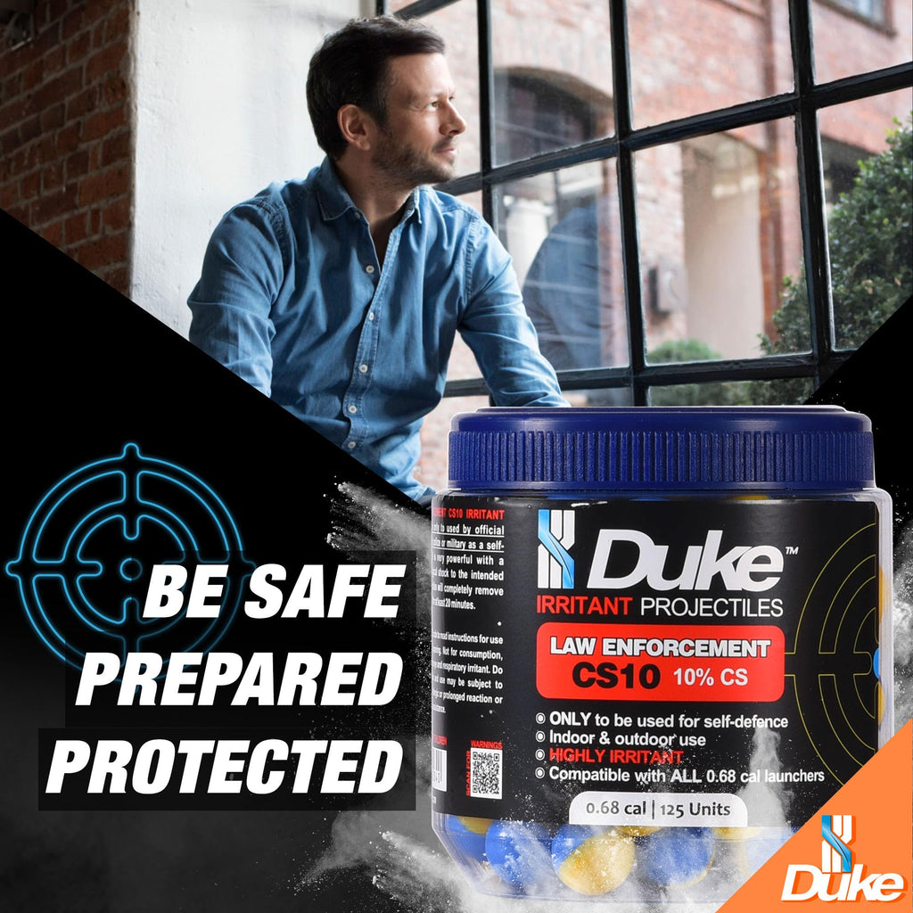 Duke 68 Cal Frangible Irritant Projectiles (10% CS), 125 Count - LE CS10 Irritant Projectiles, Non Lethal Tear Gas Round for Situational Defense Weapons, Professional-Grade, Weight: 3.3g