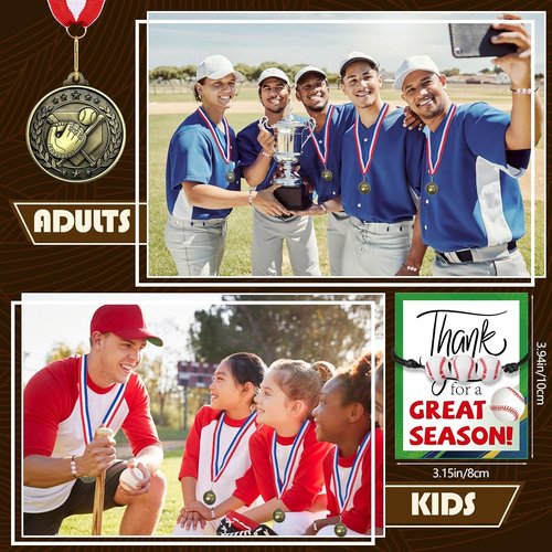 Huquary 12 Pcs Kids Award Medals - Sports Bracelets & Red White Blue Striped Ribbons for Team Competitions
