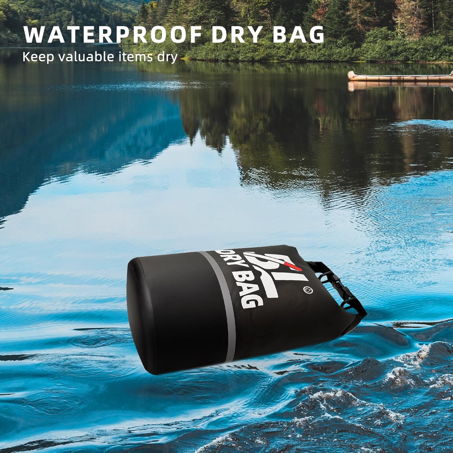Skiennix Waterproof Dry Bag - 5L Lightweight Roll Top Backpack with Reflective Design & Phone Pouch for Travel, Swimming, Kayaking