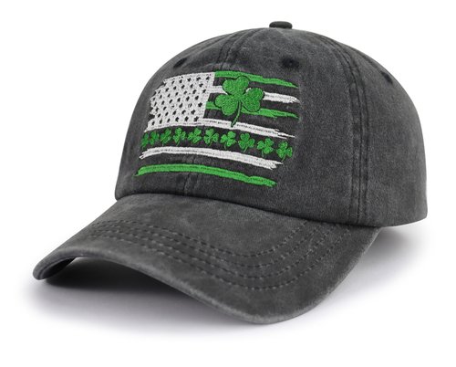 St Patricks Day Decorations Hats for Women Men, Funny American Flag Baseball Cap, Irish Gifts for Women Mom Dad Grandma Grandpa Friends Black