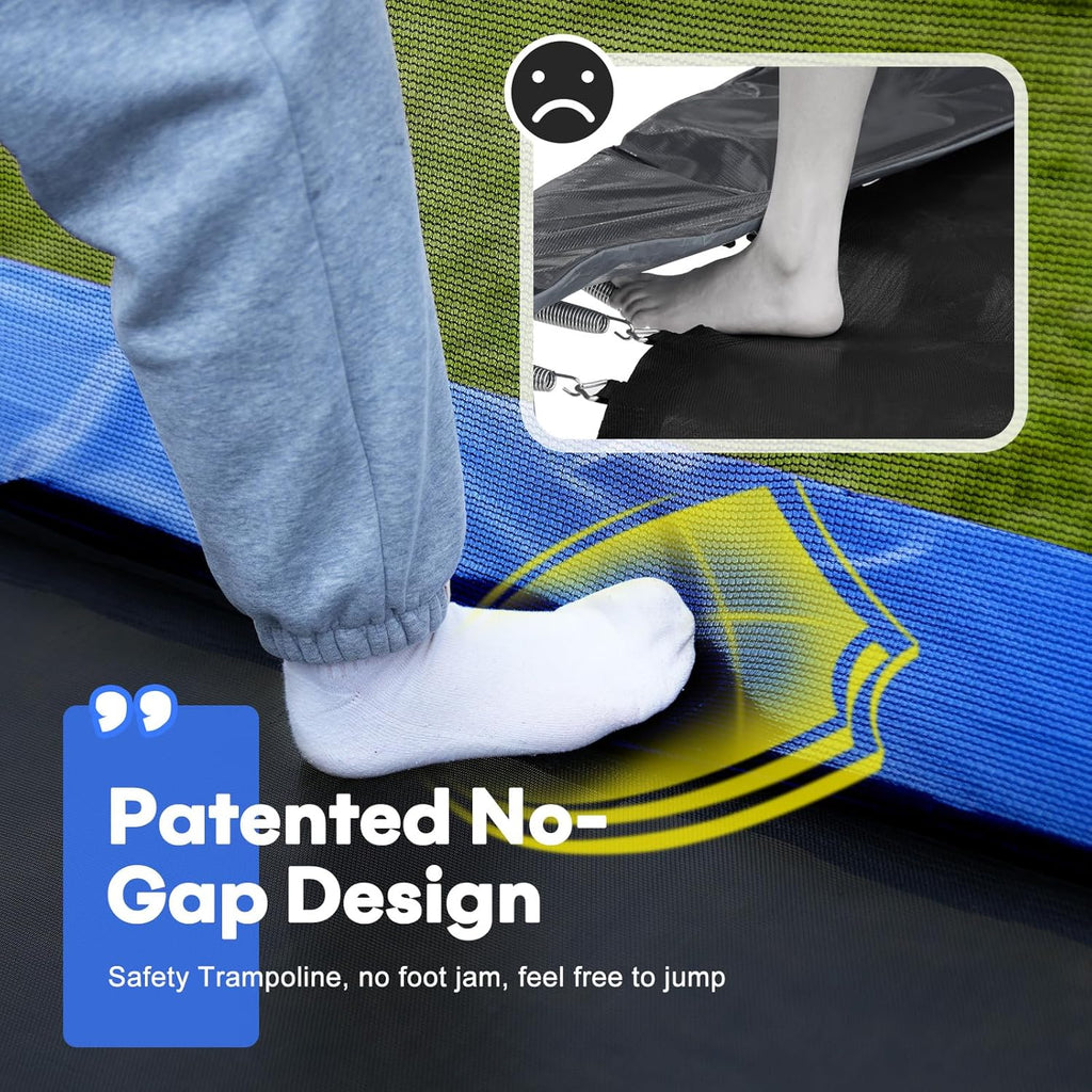 Zupapa Rectangle Trampoline - 1800LBS Weight Capacity | 10x17FT, 9x15FT, 8x14FT - Outdoor Fun for Kids & Adults