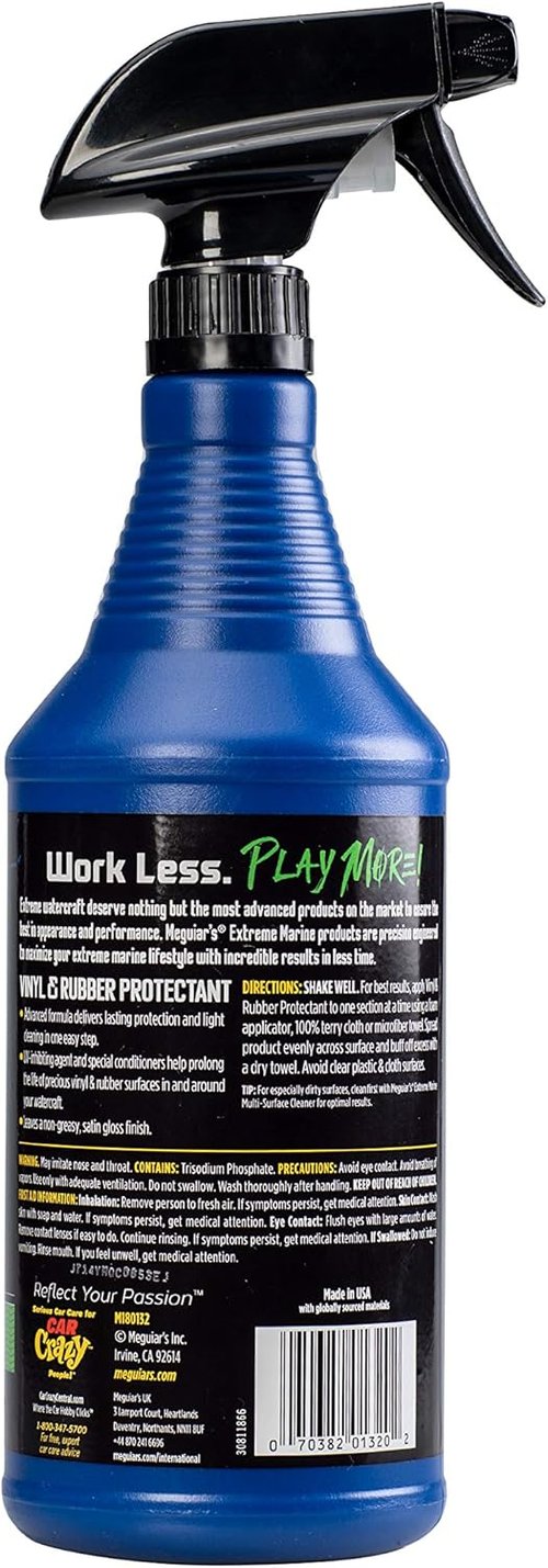 Meguiar's Extreme Marine Vinyl & Rubber Protectant - 32 Oz UV Spray for Boats & RVs | Prevent Fading & Drying