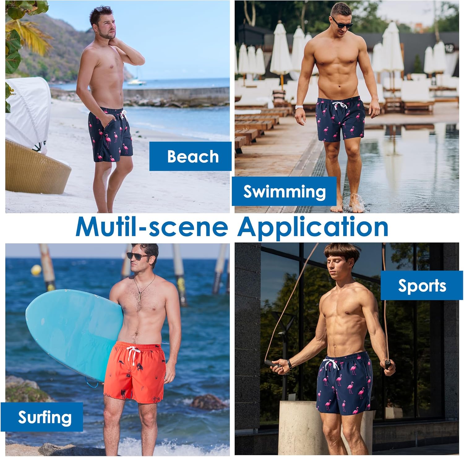 XOMZG Men's Swim Trunks，Mesh Lining Quick Dry with Pockets Beach Shorts Hawaiian