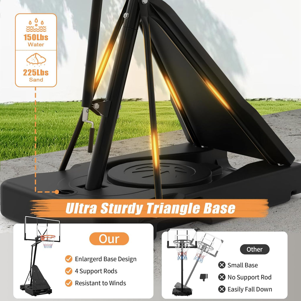 PIZZELLO Basketball Hoop - Adjustable 44/52 Inch Shatterproof Backboard | Portable for Kids & Adults