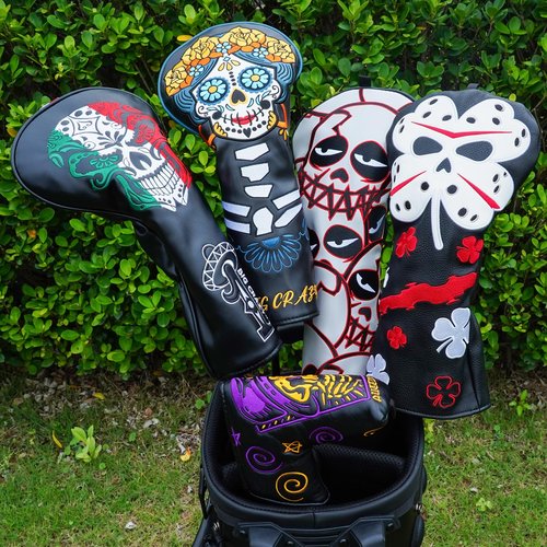 Big Crazy Golf Headcovers, Blade Putter Cover with PU Leather, Waterproof Putter Cover Blade, Golf Head Covers, Magnetic Putter Cover Gift(Skull Putter)
