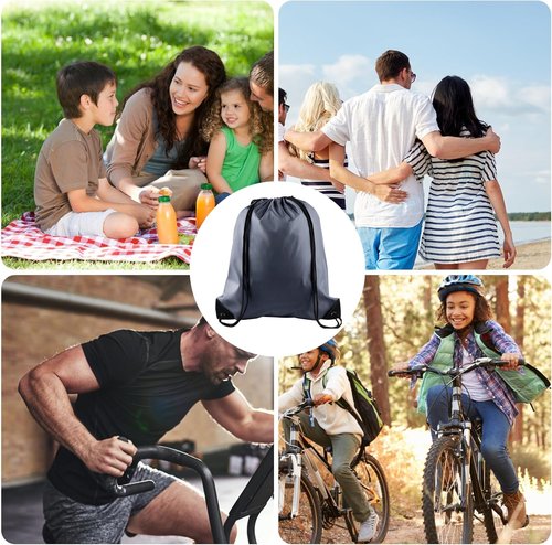 KUUQA Drawstring Backpacks - 2 Pcs Gray Gym Bags for Travel & Outdoor Activities | 40cm x 34cm