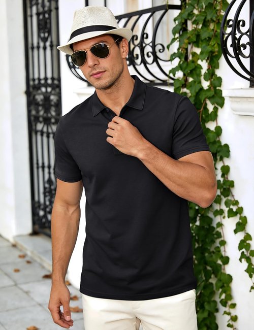 MAGCOMSEN Men's Polo Shirts - Casual Athletic Style with 3 Buttons | Performance Golf Collared Shirts