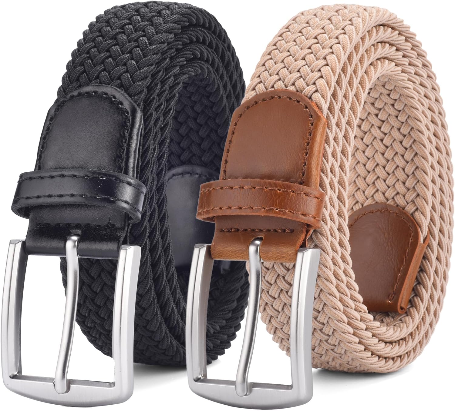 Skiennix Men's Stretch Woven Elastic Braided Belt - 1.3" Wide for Comfort and Style