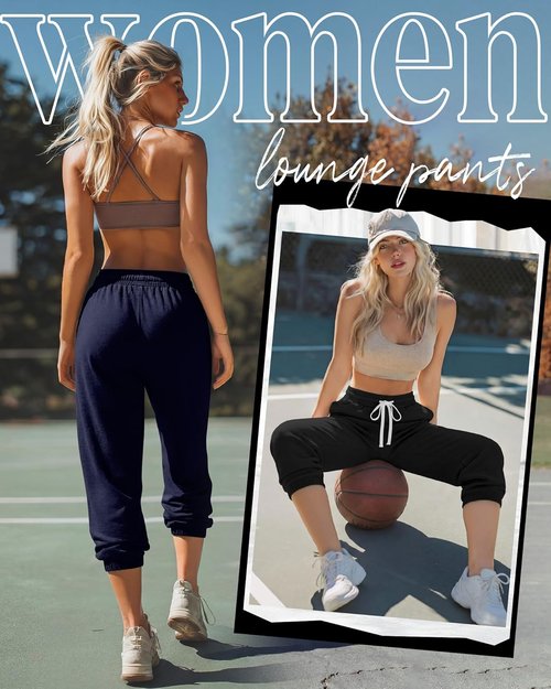 Ficerd Women's Capri Sweatpants - High Waisted Athletic Joggers with Pockets | 3 Pcs Set