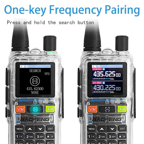BaoFeng UV-5R Mini Radio,UV5R Mini Clear Dual Band Walkie Talkies,App Programming,Copy Frequency,NOAA Weather,5W Power,999 Channels,USB-C Fast Charging (Transparent-1Pack)