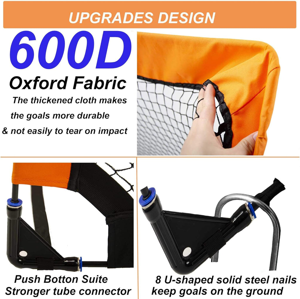 Poray Portable Soccer Goal - Pop Up Net for Kids & Adults | Durable 210D Oxford Fabric & Extra Stakes