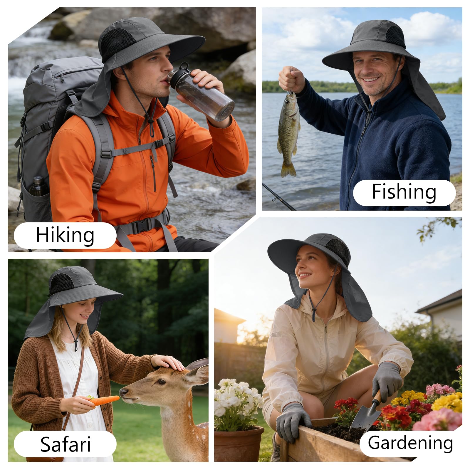 Sun Hat for Men Women with Neck Flap,UPF 50+ UV Protective Hiking Fishing Hats,Wide Brim Sun Hat for Women&Men …