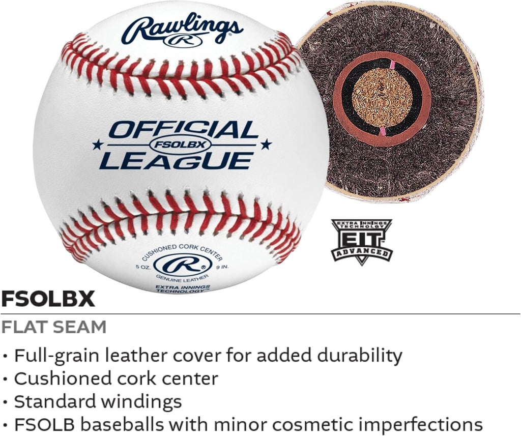 Rawlings Flat Seam Practice Baseballs - High School Quality | 12 Count Pack