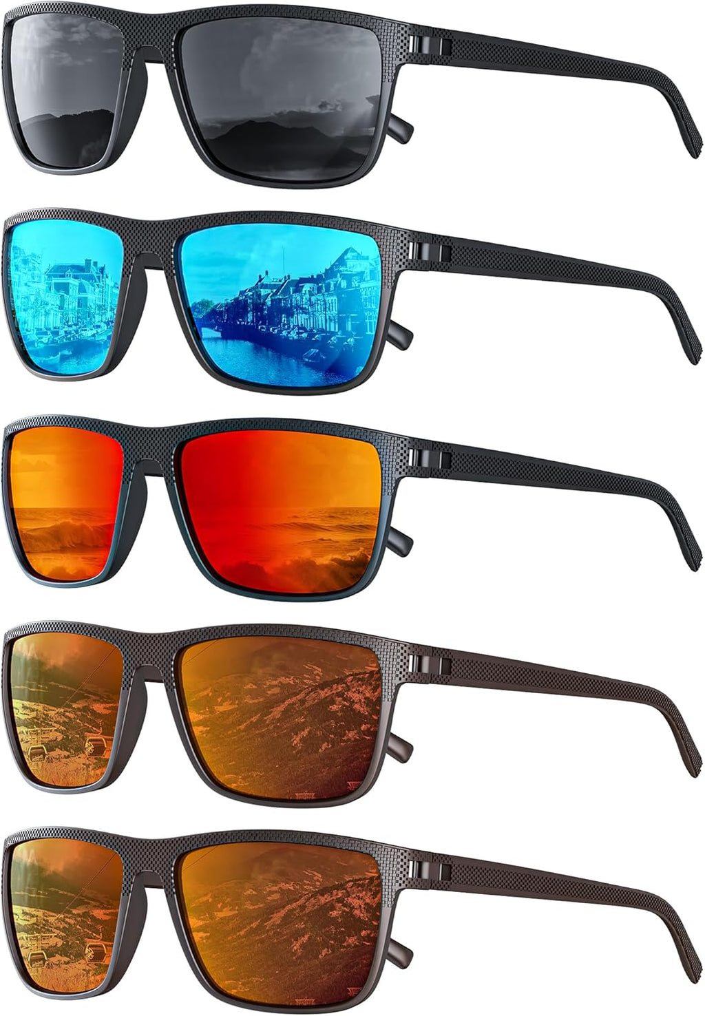 Skiennix Polarized Sunglasses - Classic UV Protection for Men & Women | 5-Pack for Fishing, Driving, Golf