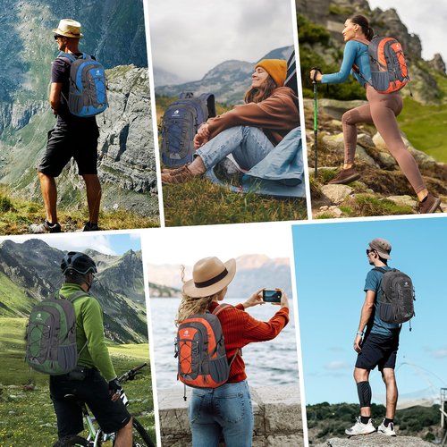 Outplea 25L Small Hiking Backpack Daypack for Men Women, Waterproof Outdoor Backpack with Chest Strap for Camping, Green