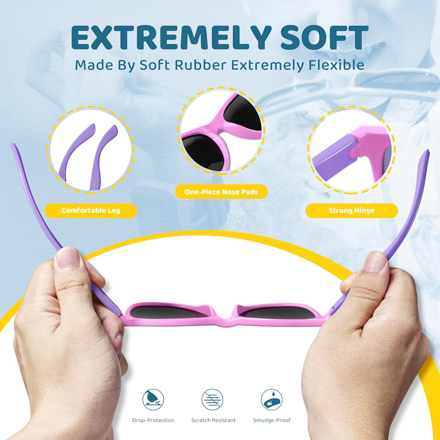 RIVBOS Kids Sunglasses - Polarized UV Protection with Flexible Rubber Frame | Shades for Boys & Girls RBK004