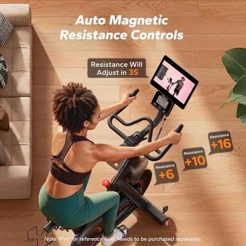 Merach Exercise Bike - Low Noise Indoor Stationary Bike with App & Tablet Mount | 300 Lb Capacity