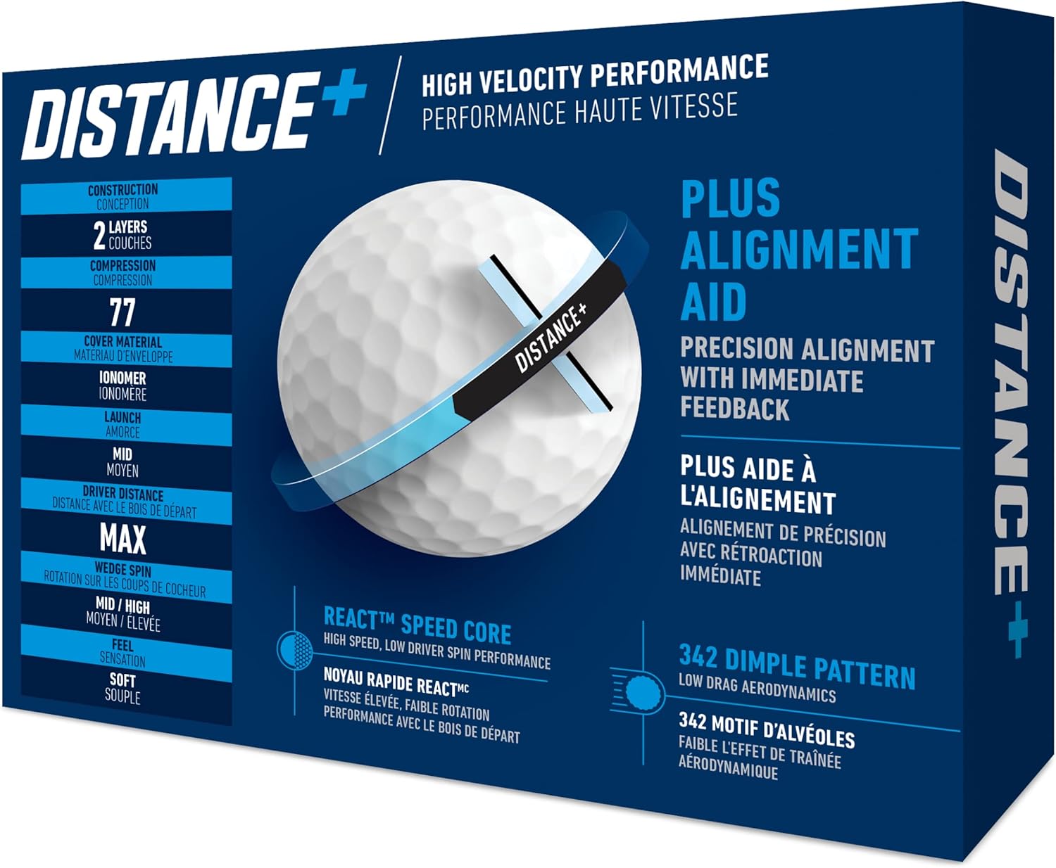 TaylorMade Golf Distance+ Balls - Enhanced Distance & Performance | 12-Pack White Golf Balls