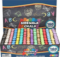JOYIN 160 PCS Sidewalk Chalk Set | Non-Toxic, Washable Jumbo Chalk in 16 Vibrant Colors for Outdoor Art