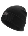 FURTALK American Flag Embroidered Beanie for Men Women Winter Hat Knitted Unisex Skull Cap Black