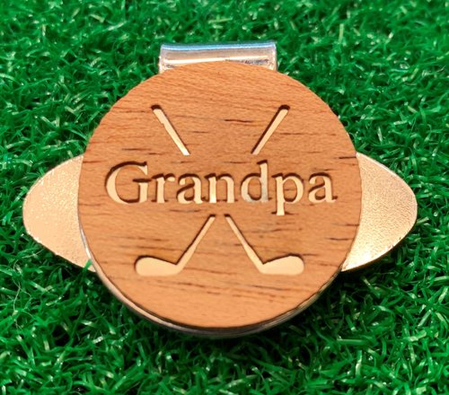 The Quintessential Hostess Grandpa Engraved Golf Hat Clip and Ball Marker Mahogany Personalized for Dad