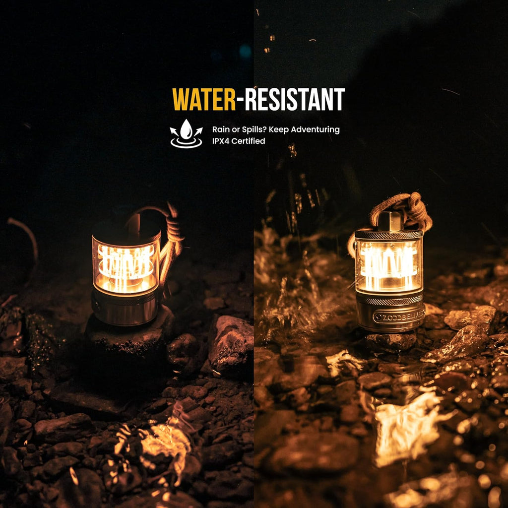 ZOOOBELIVES Vintage Aluminum Camping Lantern - Dimmable Warm Glow, USB-C 72H Runtime, IPX4 Waterproof for Hiking & Glamping