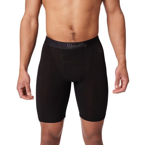 Men's Merino MerinoAire® Boxer Brief, 9" Inseam By Woolly | RWS Certified | Ultralight, Stink Free, Seattle Designed - Black - L