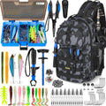 PLUSINNO Fishing Backpack - Waterproof Sling Tackle Bag with Rod Holder & Tackle Boxes | Ideal Fishing Gift for Men