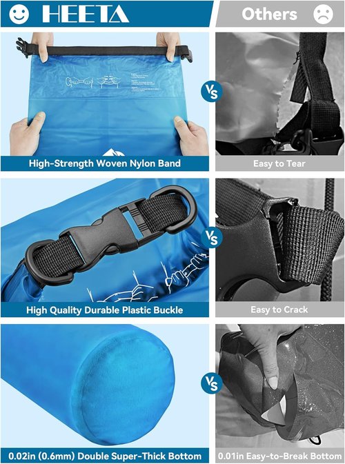 HEETA Waterproof Dry Bag - Lightweight Roll Top Storage for Travel, Swimming & Boating | 5L/10L/20L/30L/40L