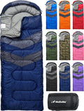 MalloMe Plush Comfort Sleeping Bag Set - 32°F-65°F, Navy Blue, 6ft Fit, Kids & Adults