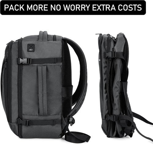 ECOHUB Travel Backpack - Airline Approved Personal Item Bag | Waterproof Gym Daypack with 13 Pockets, Light Grey