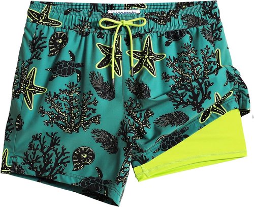 Maamgic Men's Swim Trunks - Quick Dry Bathing Suit with Compression Liner & Zipper Pockets | 5 Inch