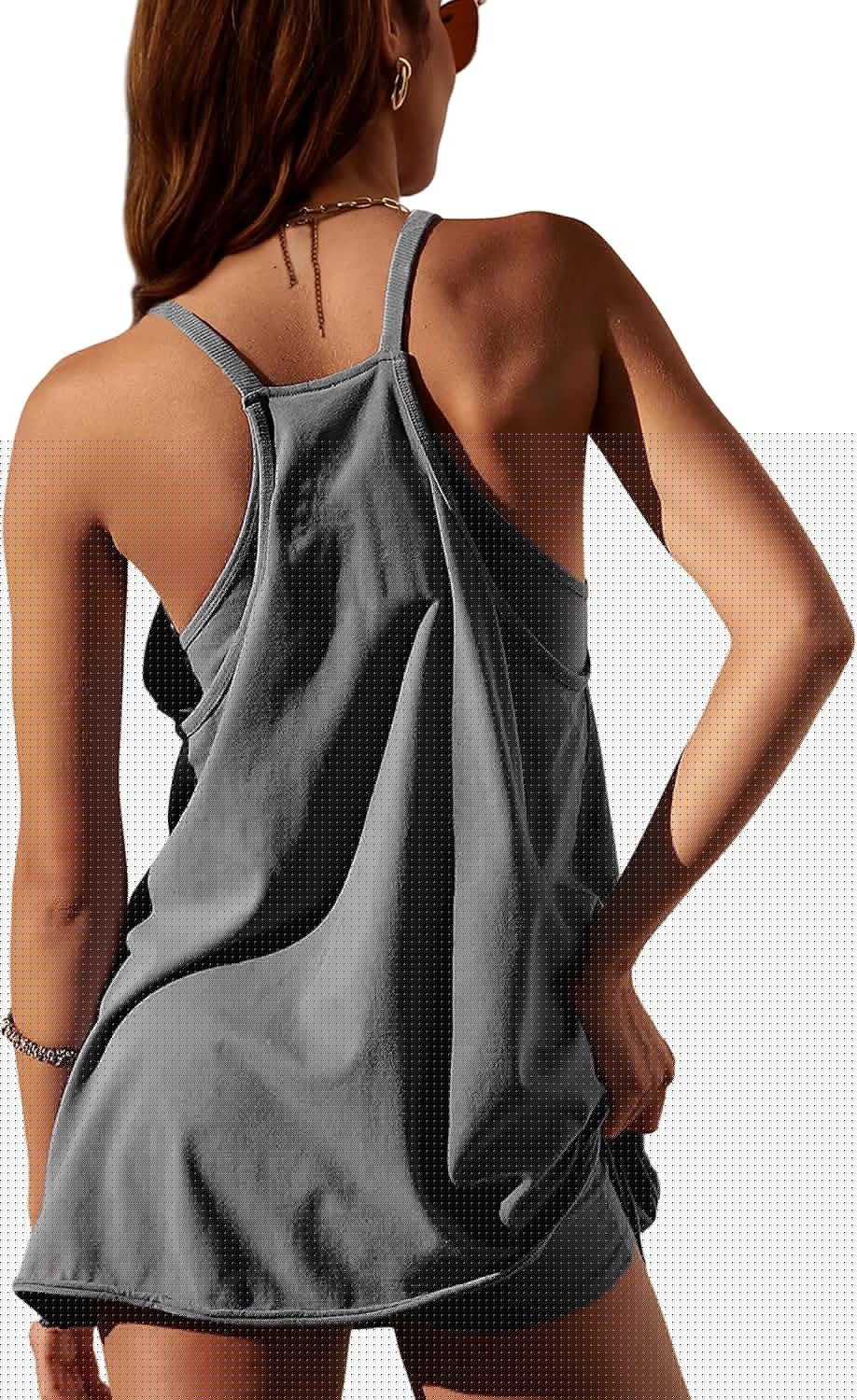 Skiennix Women's Sleeveless Mini Dress - 2026 Summer Spaghetti Strap Sundress with Built-In Shorts