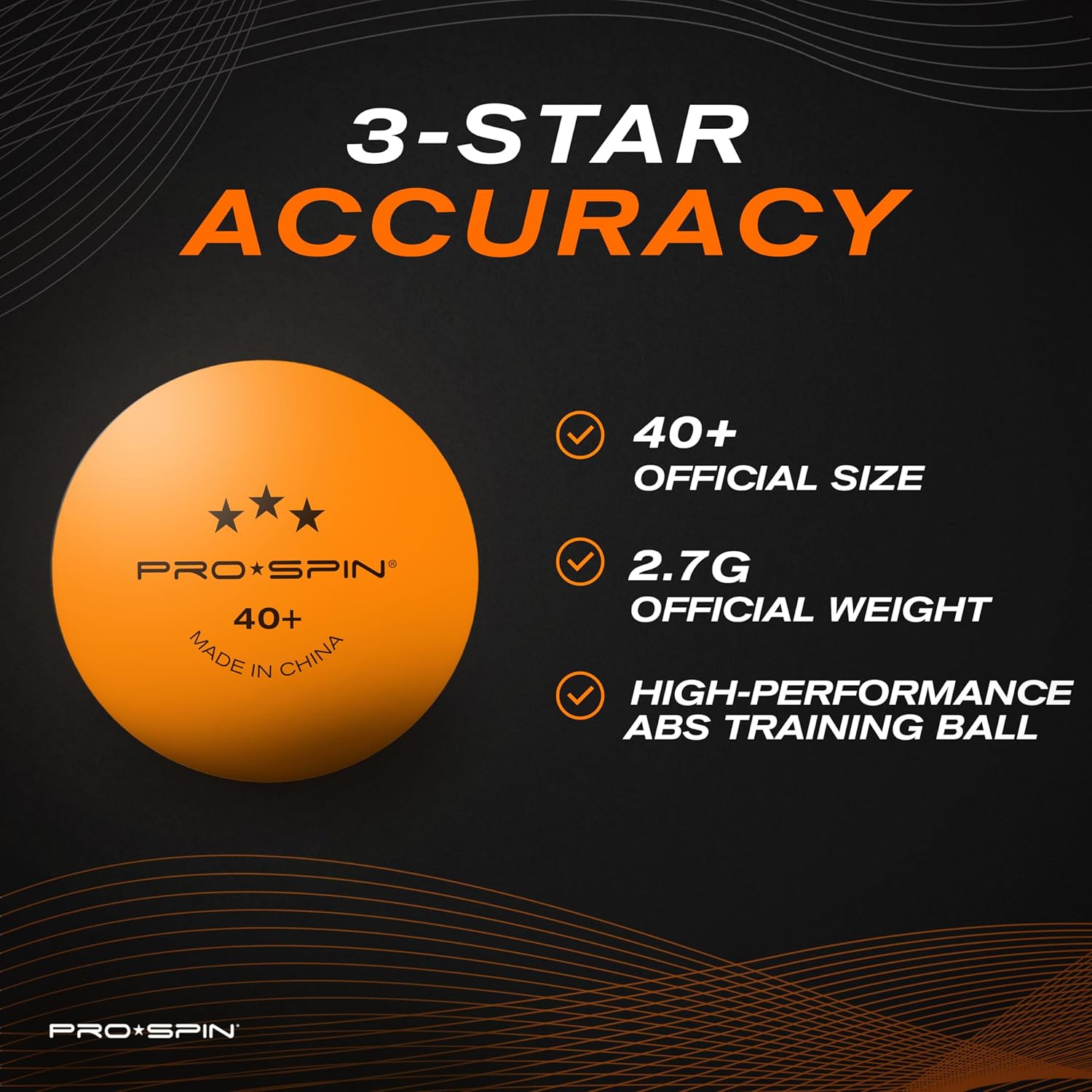 PRO-SPIN Ping Pong Balls - 3-Star Premium Orange Table Tennis Balls | High-Performance 40+ ABS Material