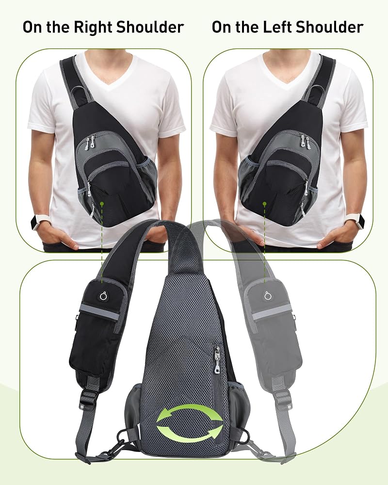 Lightweight Crossbody Sling Bag with Water Bottle Holder for Hiking & Travel