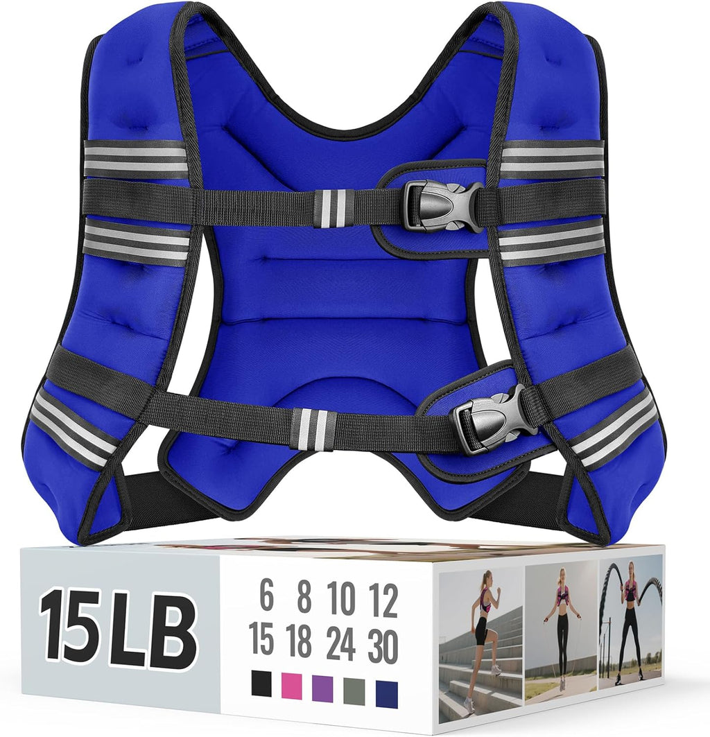 Skiennix Weighted Vest - Adjustable & Comfortable Rucking Vest for Walking, Running & Strength Training - Reflective Stripe