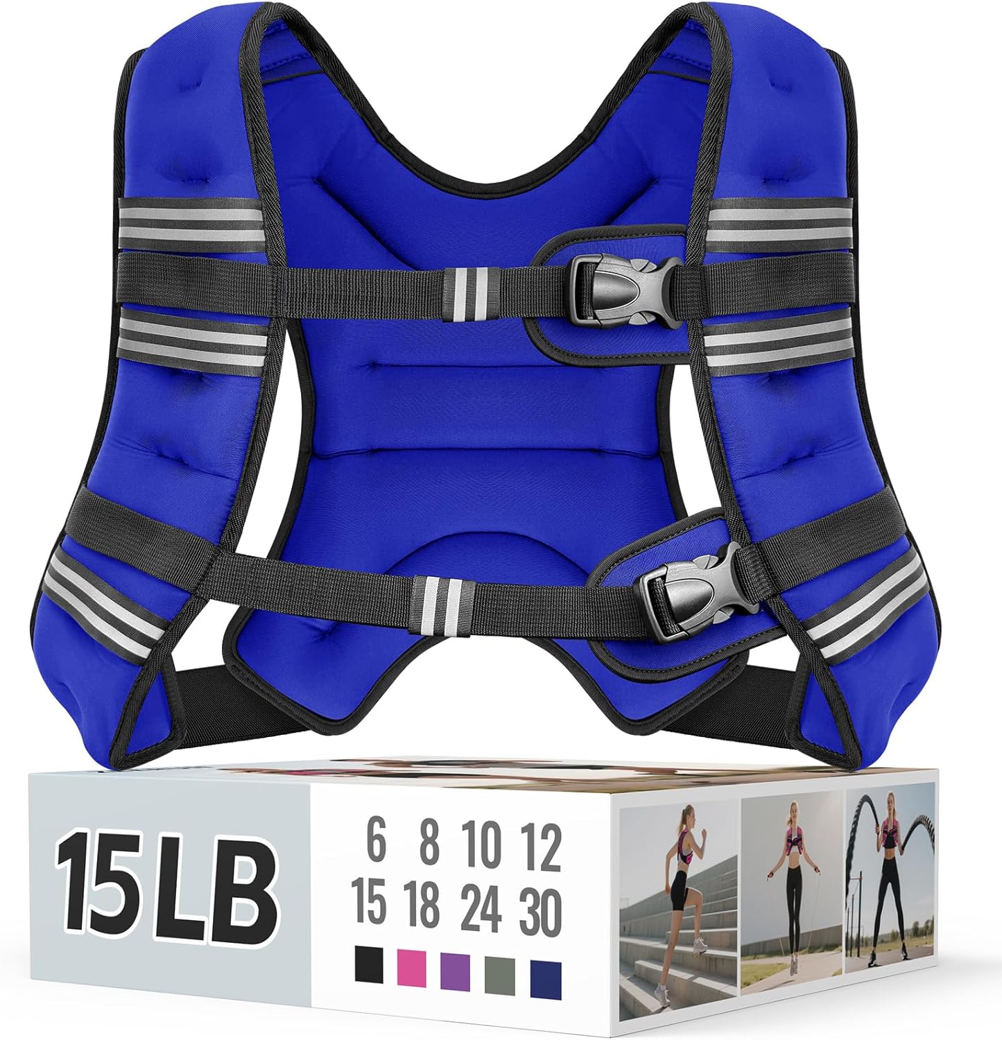 Skiennix Weighted Vest - Adjustable & Comfortable Rucking Vest for Walking, Running & Strength Training - Reflective Stripe