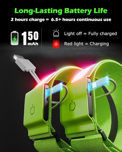 LED Armband 2 Pack | Light-Up Reflective Arm Bands for Running & Dog Walking - 11 Light Modes, Rechargeable