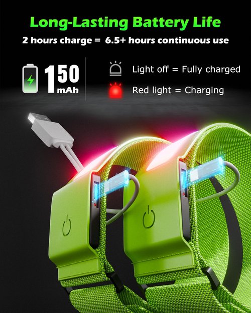 Topward LED Armband 2 Pack, Light up Reflective Arm Bands Glow Bracelets, Running Lights for Runners Dog Walking - 5 Colors 11 Light Modes - Adjustable Velcro - Rechargeable