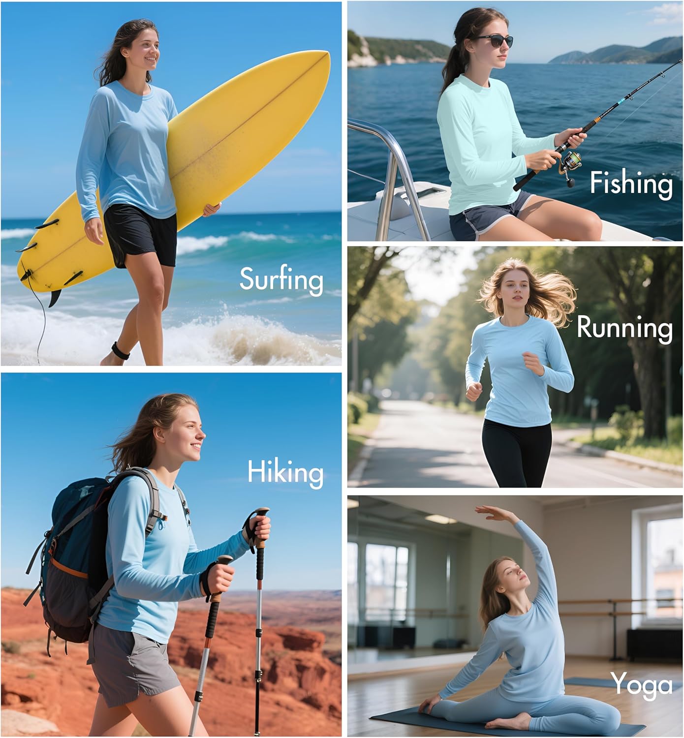 Skiennix 2 Pack Rash Guard for Women - UPF 50+ UV Protection Long Sleeve Workout Tops | Quick Dry & Lightweight