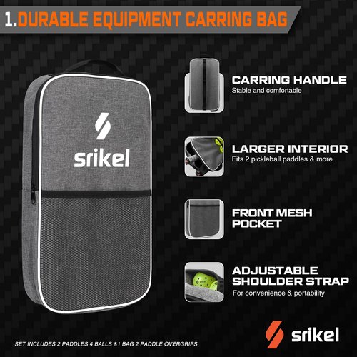 Srikel Pickleball Paddles Set of 2 – USAPA Approved T700 Raw Carbon Fiber, Professional Pickle Ball Rackets 2 Pack with 4 Balls,1 Bag & Grip Tapes for Men and Women