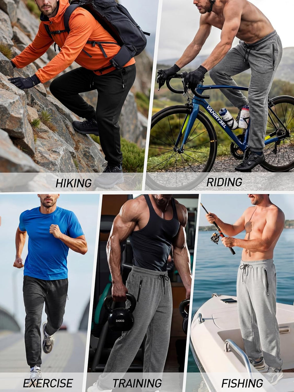Skiennix Men's Athletic Joggers - 4 Pack with Zipper Pocket & Adjustable Drawstring | Comfortable Workout Pants